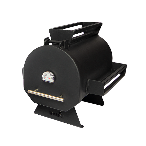 KarooBraai Mild Steel Curved Vuur Varkie with Thermometer