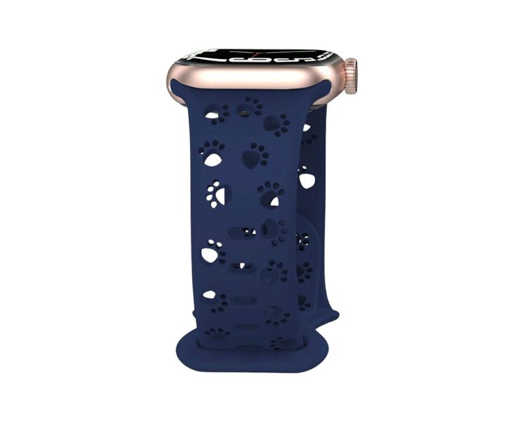Soft Silicone Apple Watch Strap With Paw Print Cutout - Blue