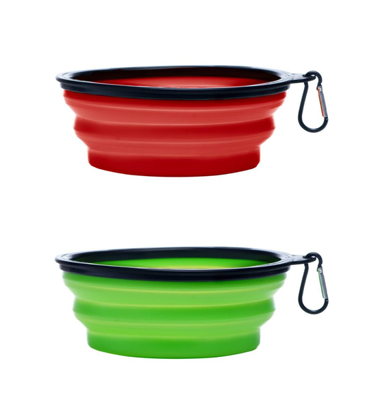Collapsible Water Bowl Set - Green &amp; Red