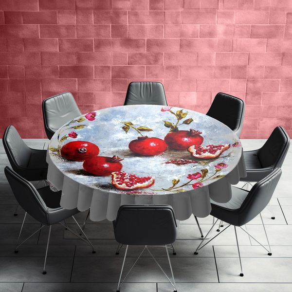 Pomegranate Abstract Round Tablecloth by Stella Bruwerz