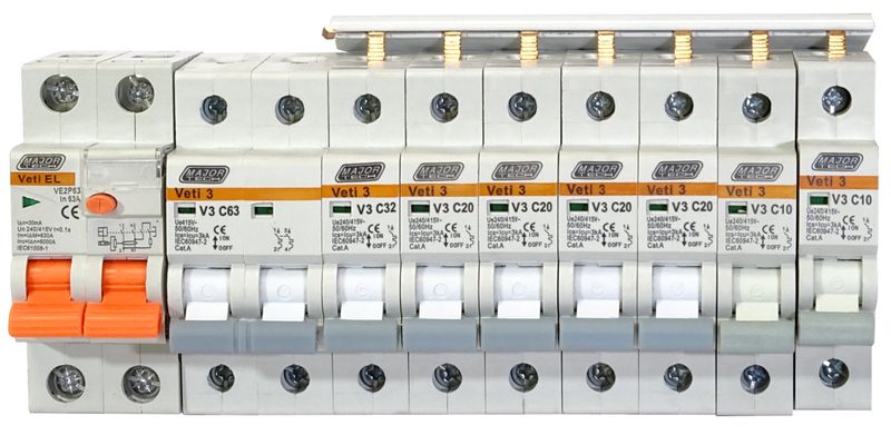 Veti Circuit Breaker Kit with 6 Teeth Busbar (V3C-DBK1)