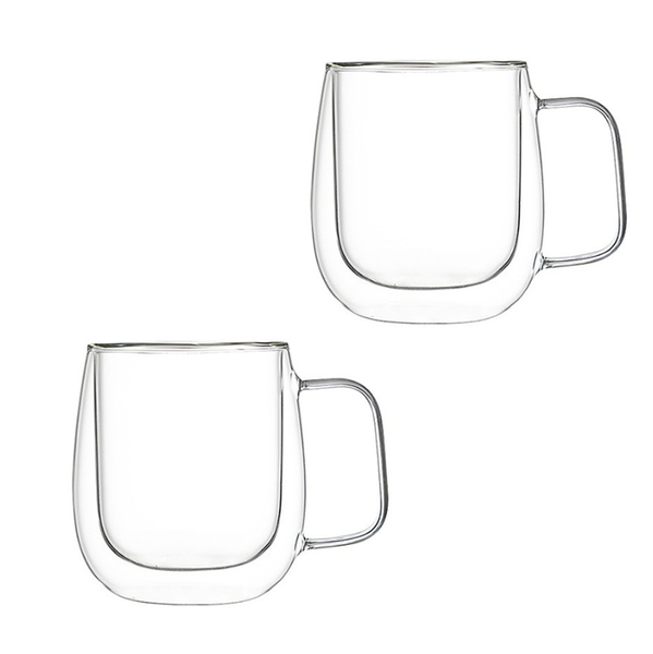 2 Pieces 350ML Double-Layer Glass Cups, Household Coffee Cups, Mugs