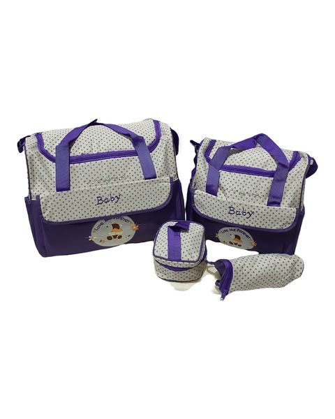 Multifunctional Mommy And Baby Diaper Handbag 5 Piece Set- Purple