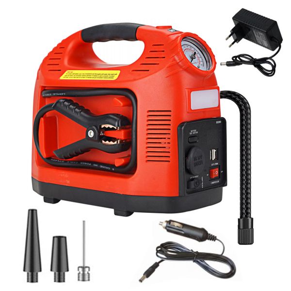 Car Battery Jump Start Power Pack With 260PSI Inflator, USB 12V &amp; LED Torch