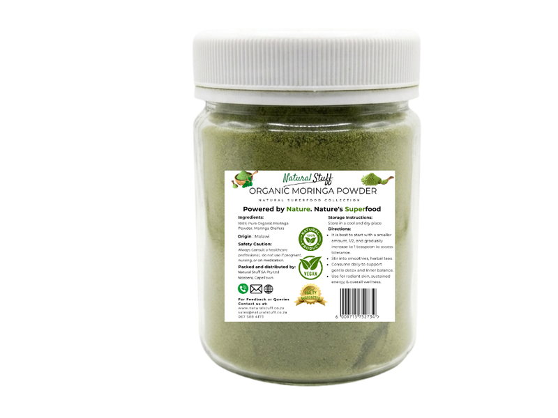 Natural Stuff Organic Moringa Powder - Vitality &amp; Wellness Support Jar