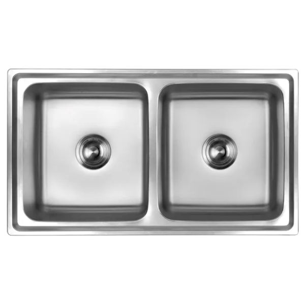 Kitchen Sink Double Bowl Stainless Steel Anti Scratch L87cm x W50cm