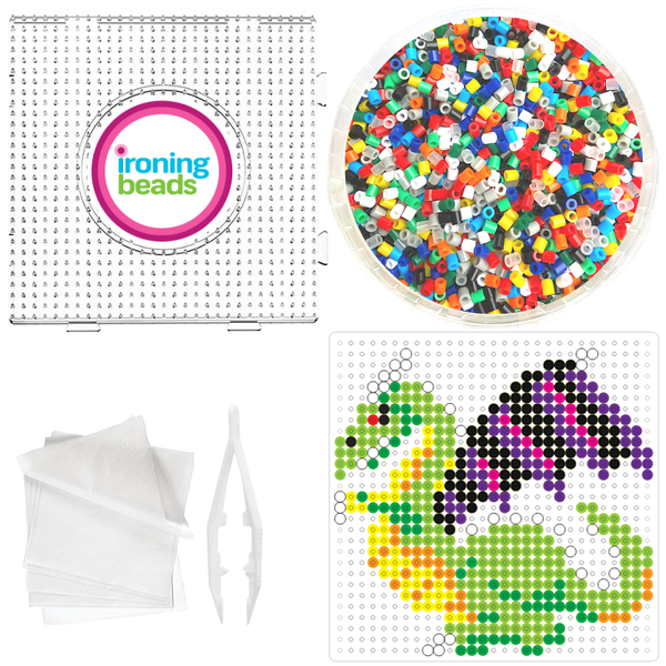 Ironing Beads - Green Dragon - 1 Large Peg/1 Card Bucket Kit