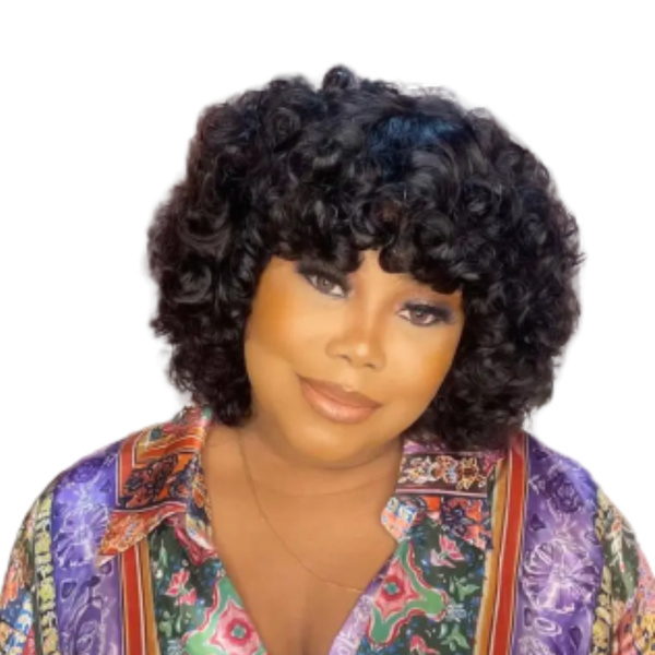 Brazilian Hair Rose Curly Fringe Wig.
