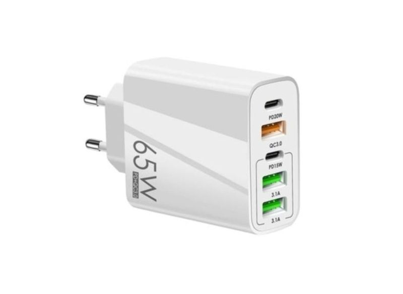65W Super Fast Charger With 3 usb +2pd Compatible With Smart Phone