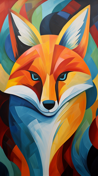 Canvas Wall Art - Colourful Fox Abstract - HD0173