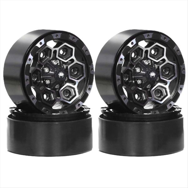 1.9In Beadlock Wheel Rim Wheel Hub for 1/10 Rc Crawler Car Trx4 Red