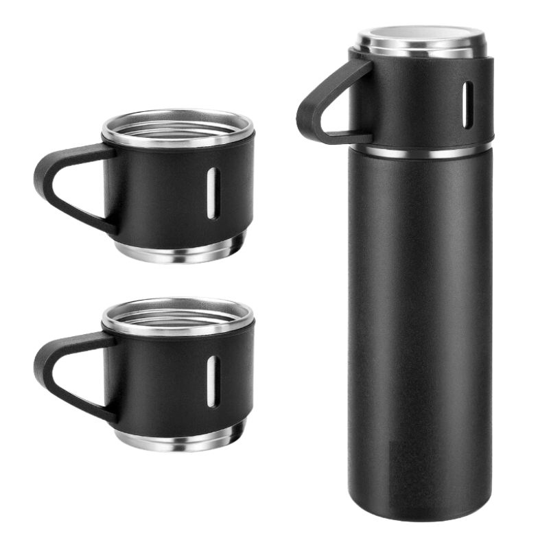 500ml Vacuum Insulated Bottle with Built-in Leakproof Lid and 2 Mugs ...