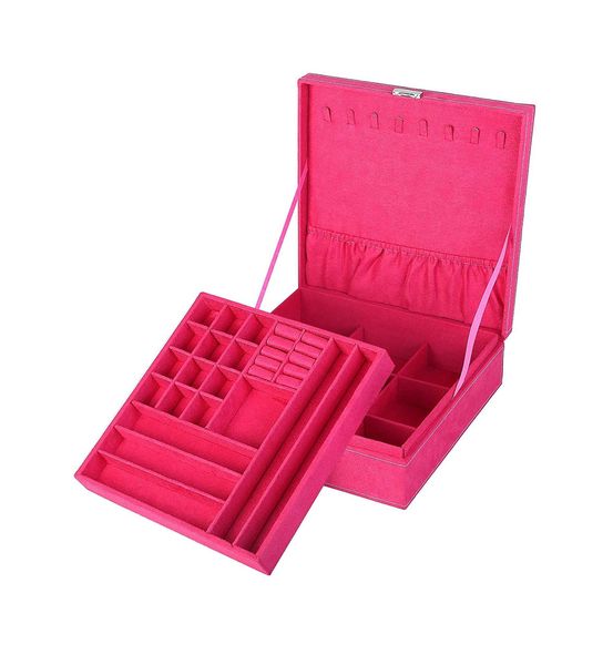 Double-Layer Lint Jewelry Organizer Box With Loc image