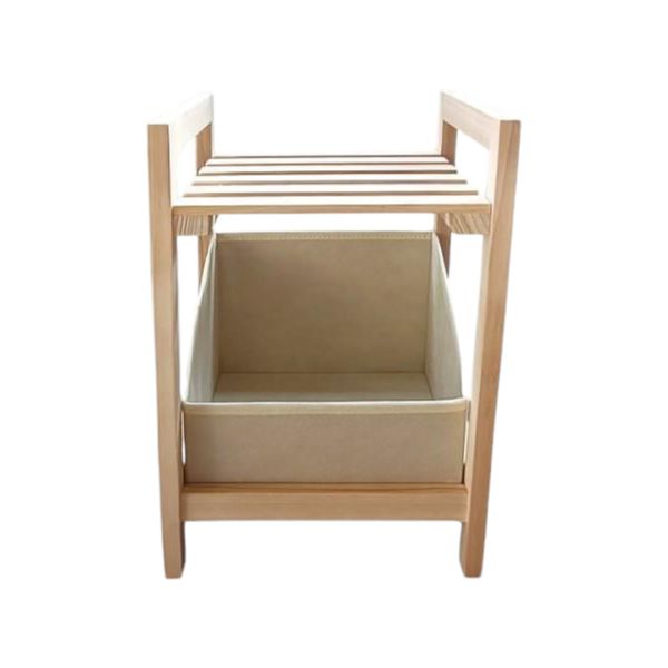 Bathroom 1 Tier Wooden Shelf Basket