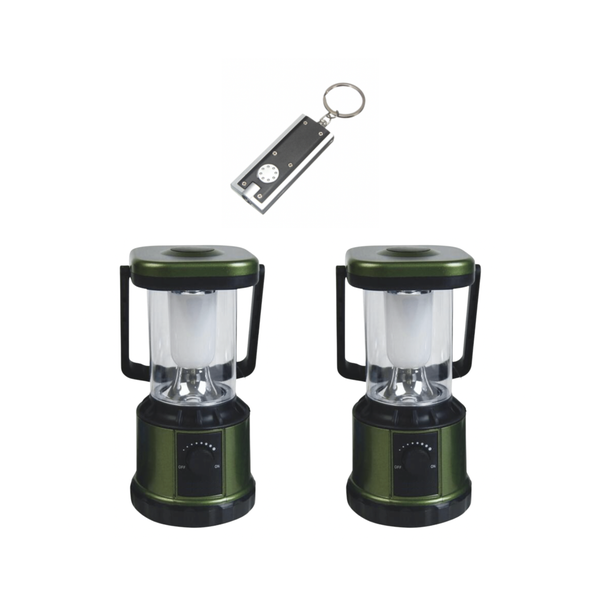Battery Operated Mini LED Camping Lantern with LED Keyring Torch - 3 Pack