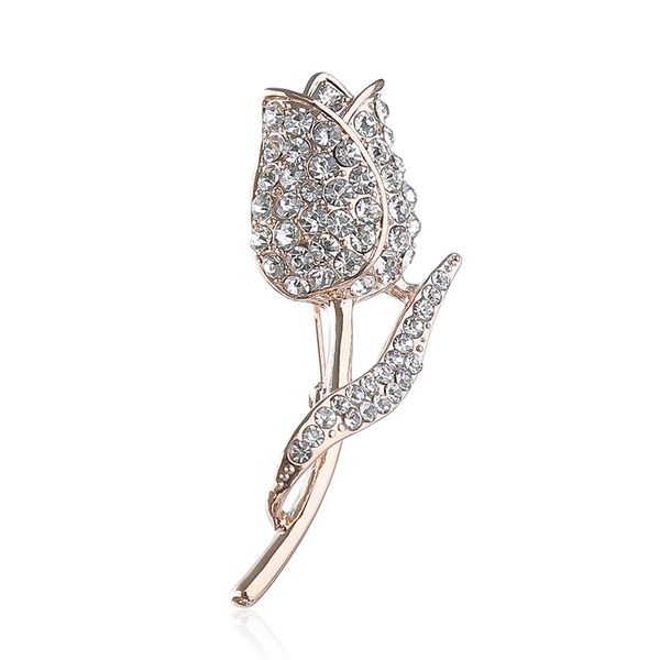 Silver Rose Stem Brooch