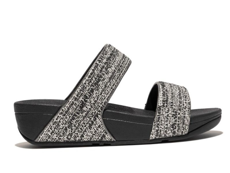 FitFlop Lulu Shimmerweave Slides Black Mix