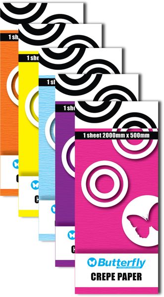Assorted Crepe Paper - 1 Sheet (2Mx500Mm) X5