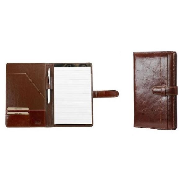 Adpel A5 Vitello Leather Folder with Tab Closure - Brown