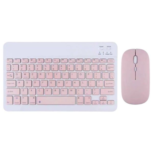 Wireless Versatile 10-Inch Rechargeable Keyboard and Mouse Set - Pink