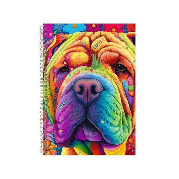 Shar Pei Dog With Daisies Neon Notebook Gift Idea A4 Notepad Pad 76