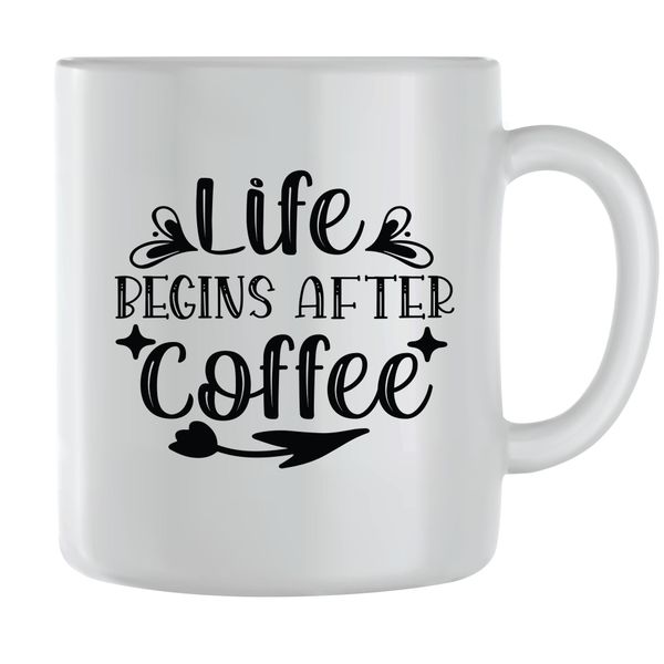 Life Begins Coffee Mugs for Men Women Trendy Graphic Saying Cups Present118