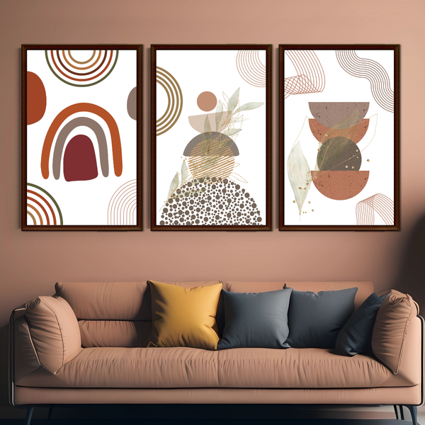 Set of 3 Minimalist Abstract Boho Wall Art Decor Prints - A3 Size (Unframed