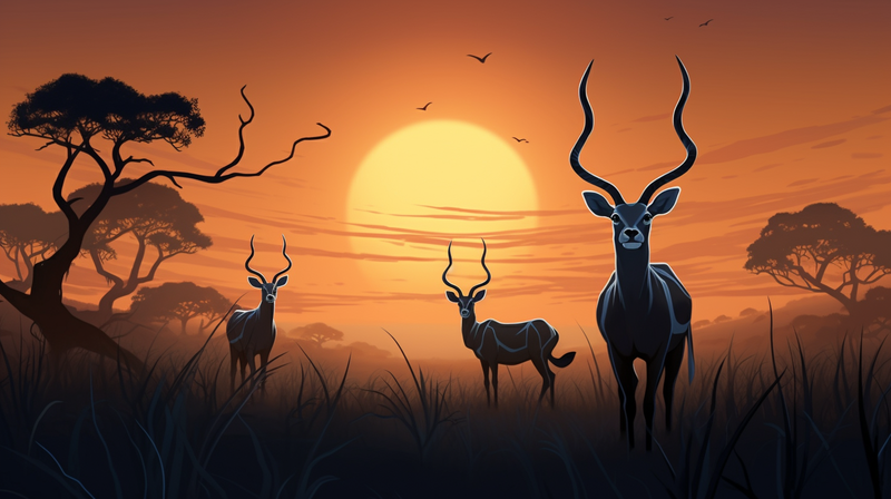 Canvas Wall Art - Kudu Antelopes in Twighlight - MT0387