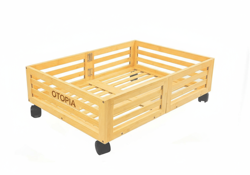 Bamboo Under-Bed Movable Organiser Storage Trolley for Clothes, Quilts, and Toys