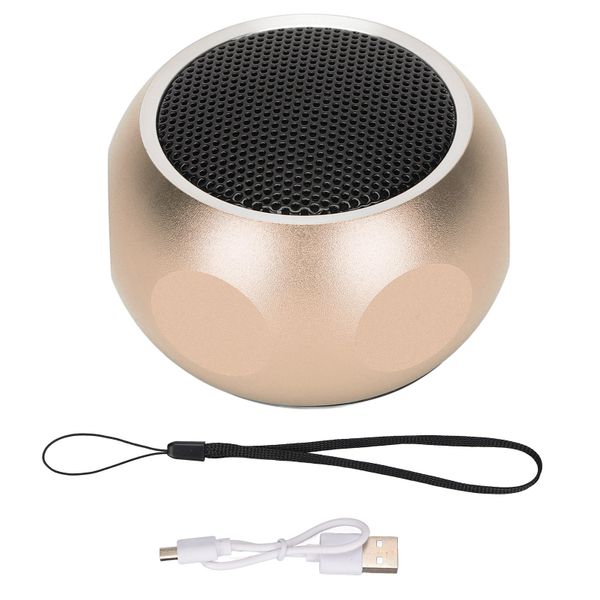 Mini Portable Bluetooth Speaker Cute Tiny Wireless with Lanyard Gold