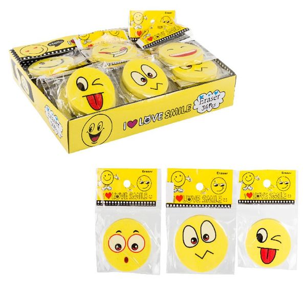 Bulk Pack x 36 Eraser Novelty Emoji 4.5cmx0.85cm