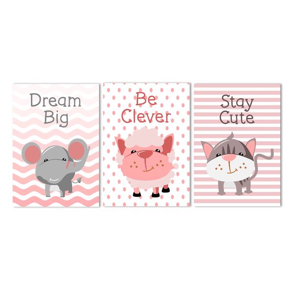 Canvas Nursery Wall Art: Dream Big - Be Clever - Stay Cute