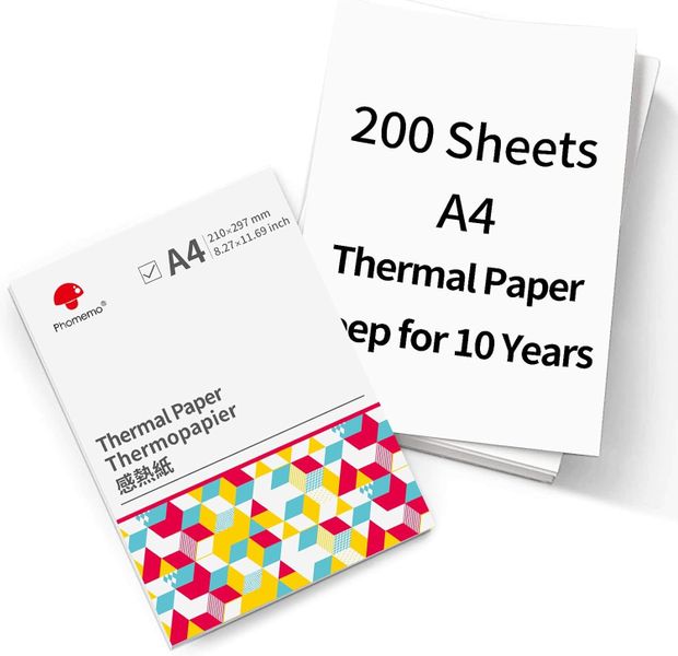 Phomemo Thermal Printing A4 Paper 200sheet For M08F/M832/HPRT MT610 Printer