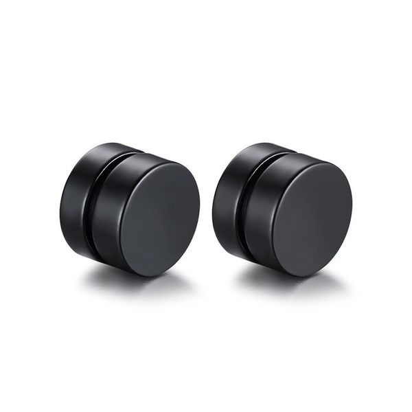 Stud Magnetic Earrings Fake Non-Pierced (Black) 8mm