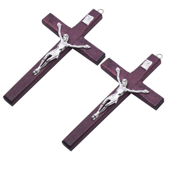 Home Gift Religious Wooden Prayer Crucifix Ornament 12cm - Set of 2