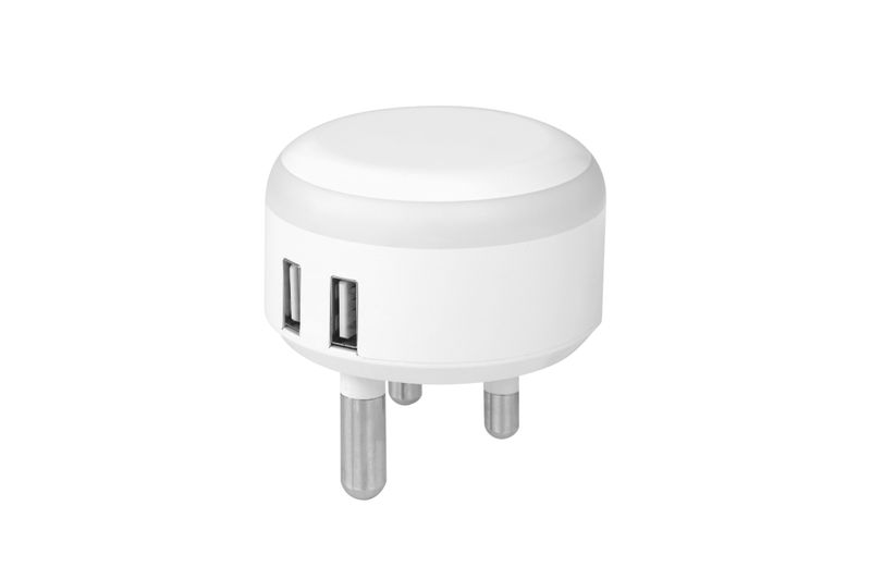 Whizzy Double USB Wall Charger With Light UC3A2 White