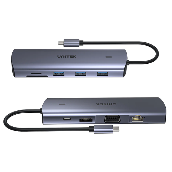 UNITEK 9-in-1 USB-C Hub with Dual Display, Dual Card Reader and 100W PD