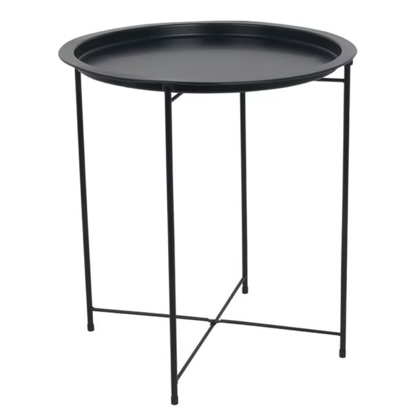 Decor Round Metal Folding Side/End Table For Indoors &amp; Outdoors - 51cm