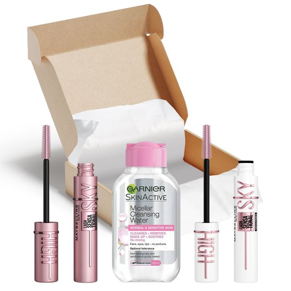 Maybelline Sky High Mascara, Primer and Micellar 3 Piece Bundle Set
