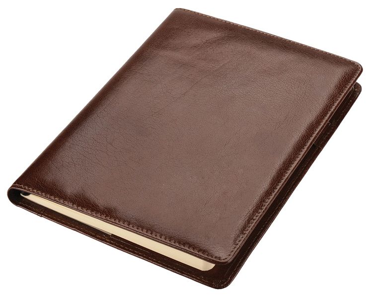 Adpel A5 Vitello Leather Refillable Notebook 192 Cream Lined Pages - Black