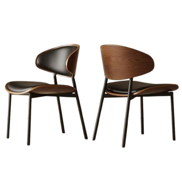Modern CurveBack Dining Chairs - | Black &amp; Wood Finish