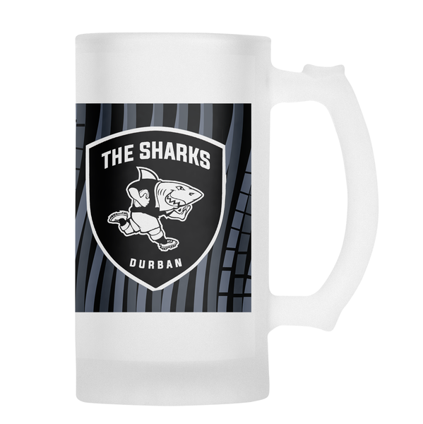 SHARKS Rugby Frosted Glass Beer Mug - JERSEY