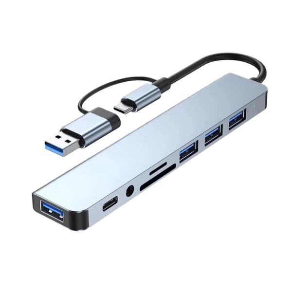 8-in-1 USB-C Hub with USB 3.0, SD/TF Card Reader Compatible with Laptop PC