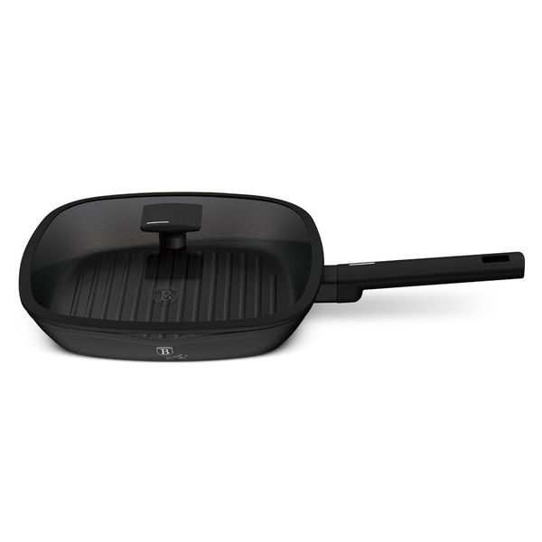 Berlinger Haus 28cm Titan Pro Non-Stick Grill Pan with Lid - Matte Black