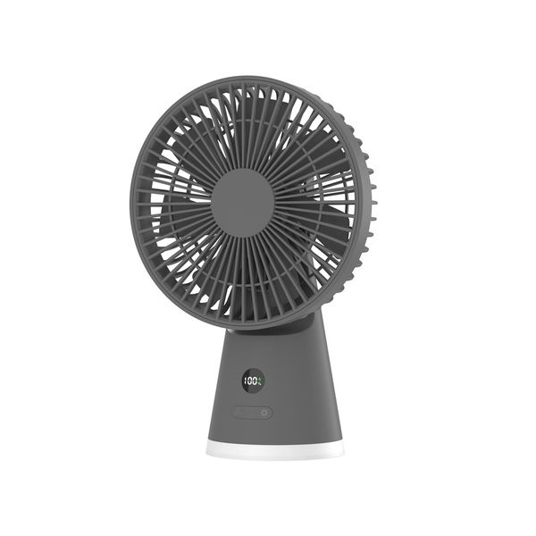 Home Night Light Digital Display Portable Circulating Silent Fan - Gray