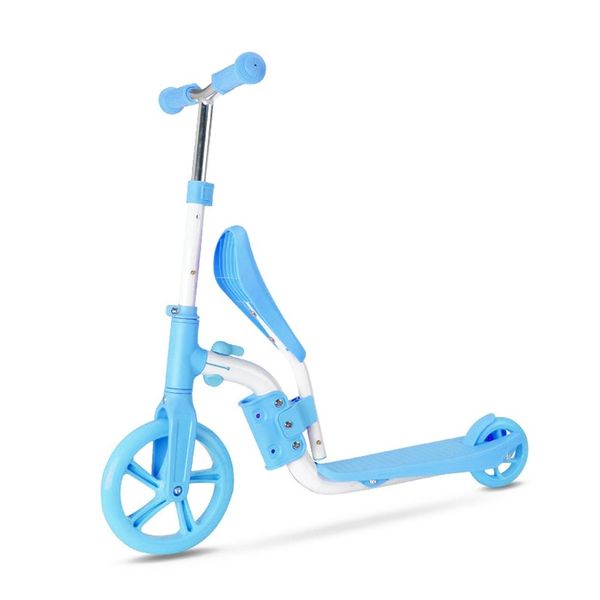 2-in-1 Adjustable Kick Scooter Skateboard Walker Balance Bike - Blue