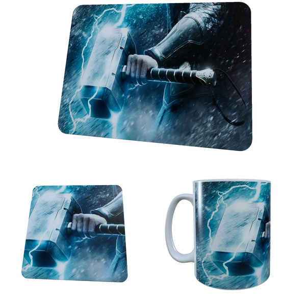 Thor - Thors Hammer- Coffee Mug, Coaster and Mouse Pad Combo