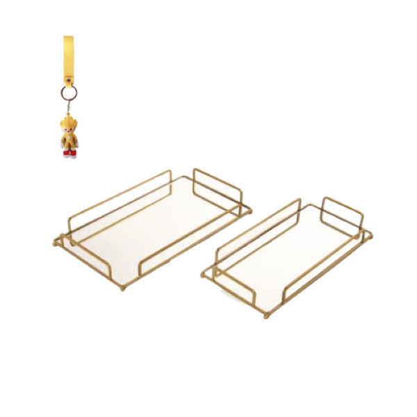 Modern Rectangle Set of 2 Mirror Trays
