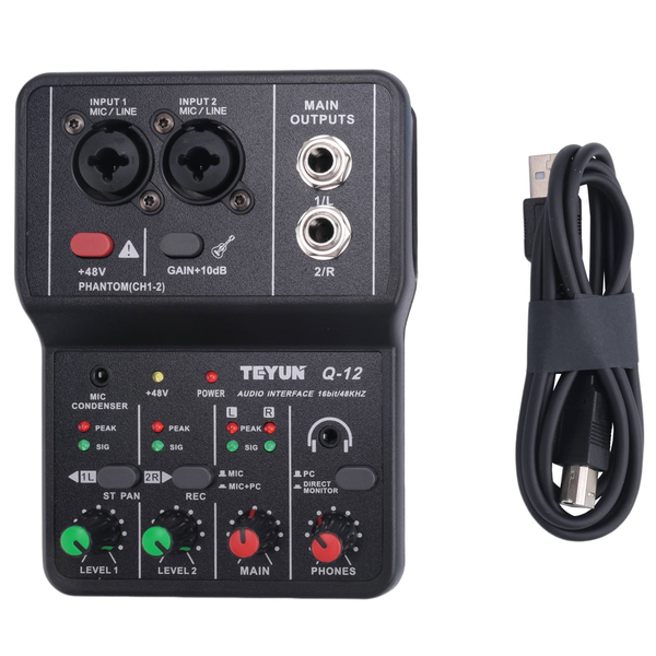 TEYUN Q-12 Interface 4 Channel 48V Stereo Computer Sound Card