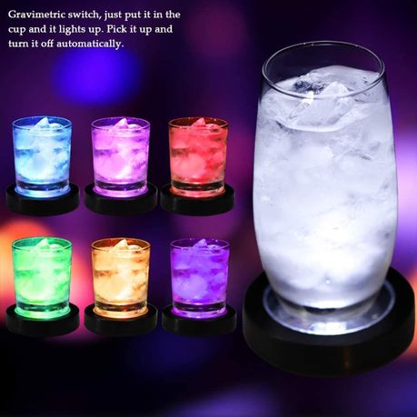 LED Flashing Round Shape Luminous Coaster Cup Mat Multicoloured